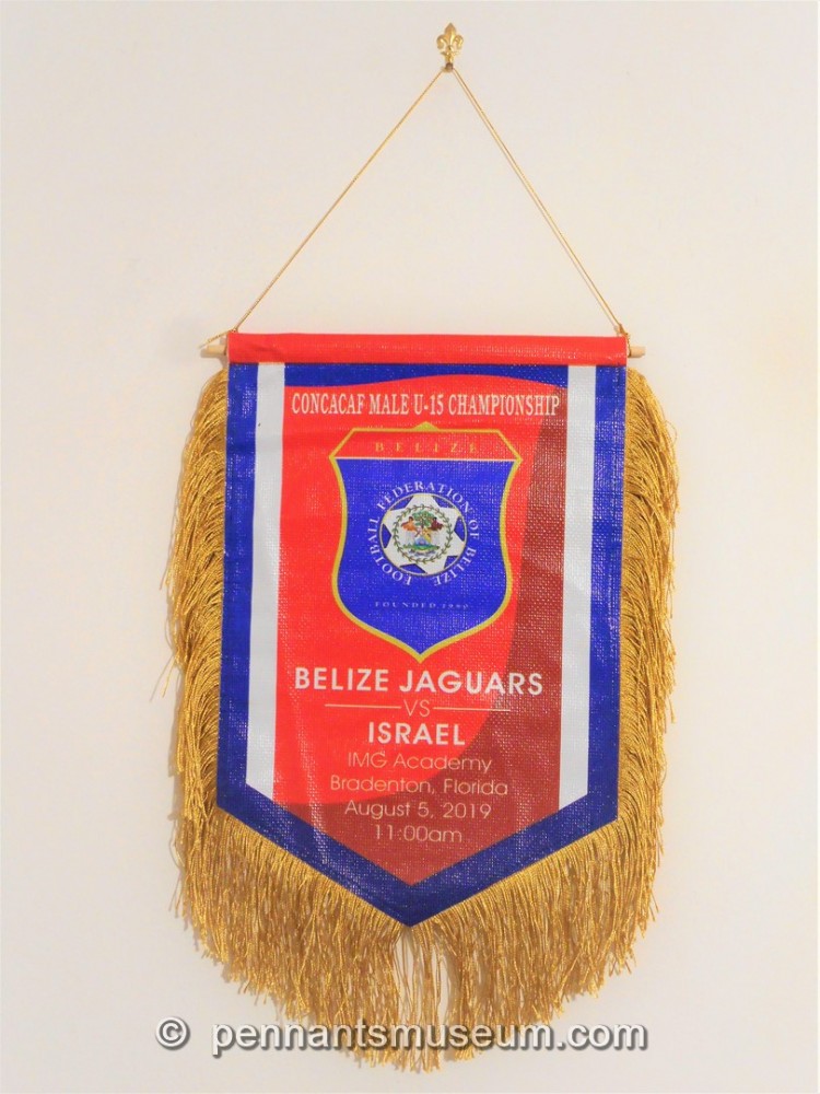 Gagliardetto stampato scambiato in occasione della gara tra selezioni U15 Belize – Israele disputata nel 2019
