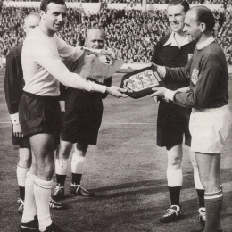 Pennants exchange before the friendly match England vs World XI played in 1963