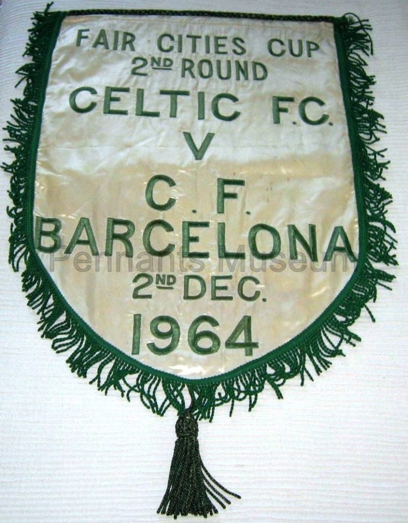 Embroidered pennant of the fair cities cup 2nd round CELTIC vs BARCELONA played in 1964