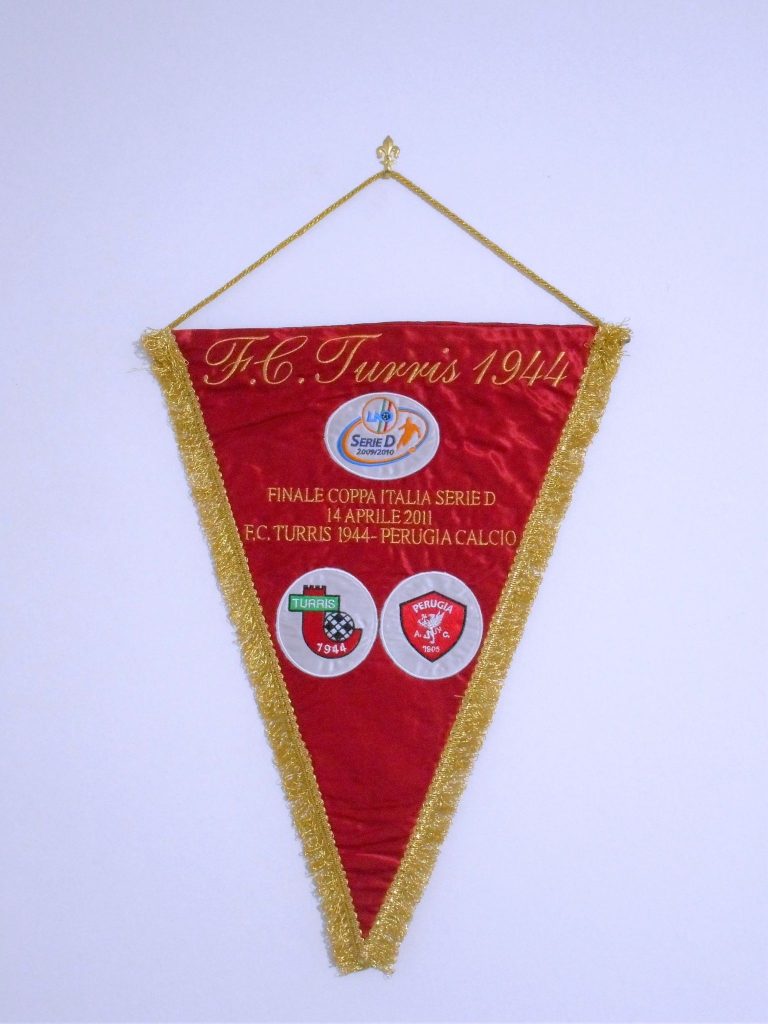 Gagliardetto Turris 2011:Embroidered pennant of the Italian fourth division league cup final Turris vs Perugia played on the 14th April 2011